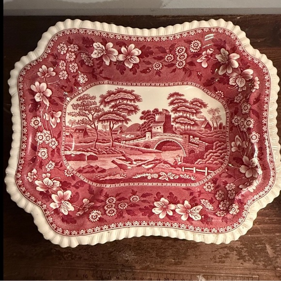 Vintage Copeland Spode Pink Tower rectangle serving bowl 11" , Old back stamp - Picture 3 of 4